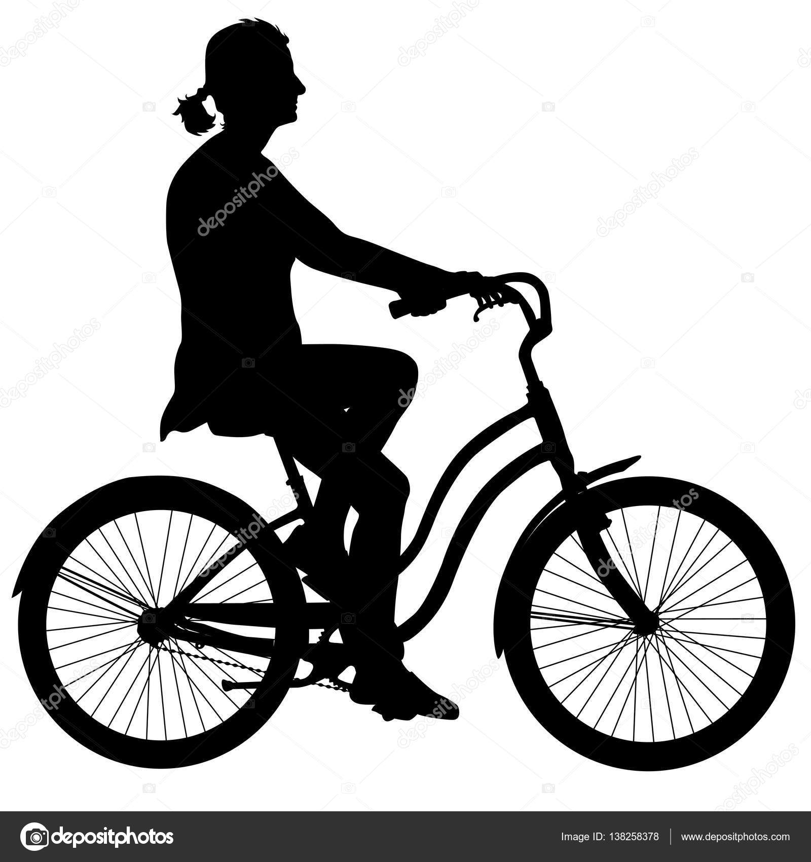 Silhouette of a cyclist girl. vector illustration — Stock Vector