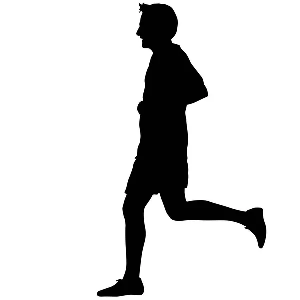 Silhouettes. Runners on sprint, men. vector illustration — Stock Vector