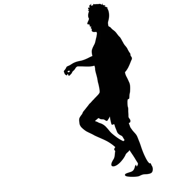 Silhouettes. Runners on sprint, men. vector illustration — Stock Vector