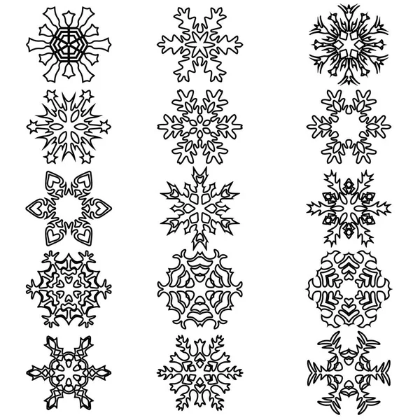 Zestaw ikon płatki śniegu na białym tle, ilustracji wektorowych — Wektor stockowy