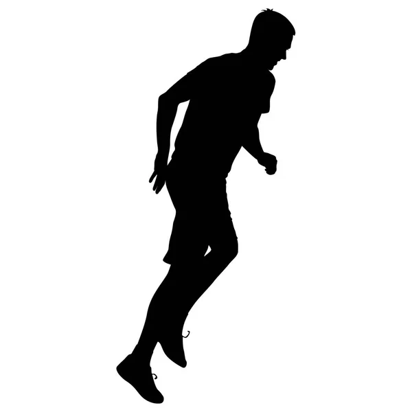 Silhouetten. Renners op de sprint, mannen. vectorillustratie — Stockvector