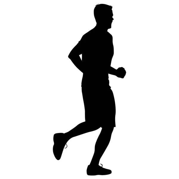 Silhouette. Corridori in corsa, uomini. illustrazione vettoriale — Vettoriale Stock