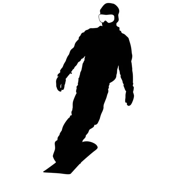 Silhuetas pretas snowboarders no fundo branco. Vector illu — Vetor de Stock