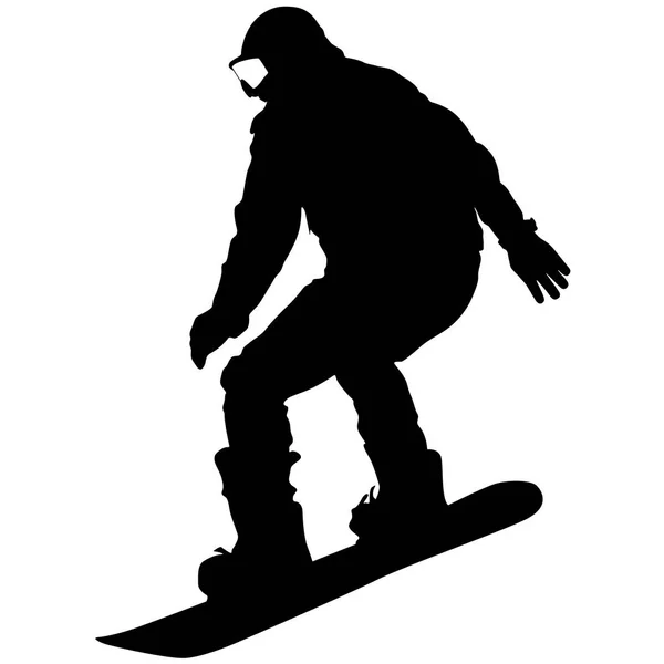Siluetas negras snowboard sobre fondo blanco. Vector illu — Archivo Imágenes Vectoriales