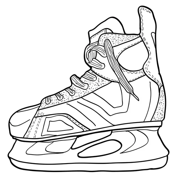 Schizzo di pattini da hockey. Pattini per giocare a hockey su ghiaccio, illustrazione vettoriale — Vettoriale Stock