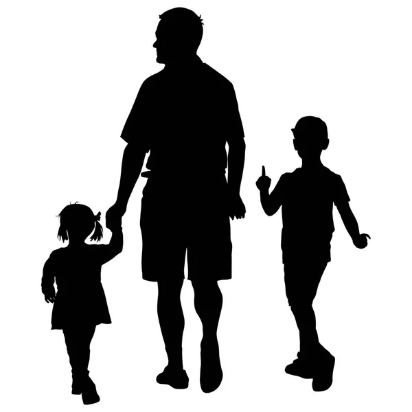 Set silhouette di famiglia felice su uno sfondo bianco. Illustrazione vettoriale . — Vettoriale Stock