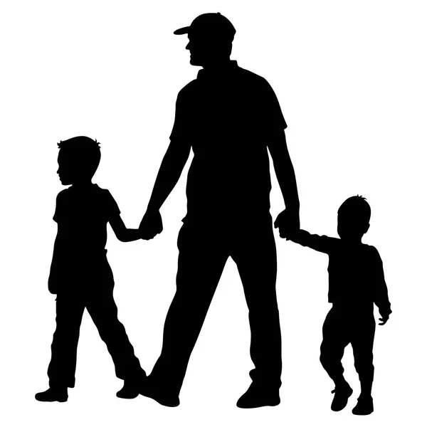 Die Silhouette einer glücklichen Familie auf weißem Hintergrund. Vektorillustration. — Stockvektor