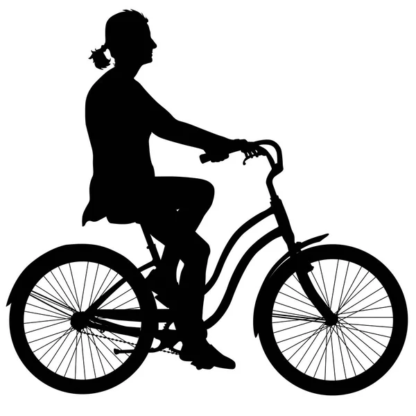 一个骑自行车的人女孩的轮廓。矢量图 — 图库矢量图片