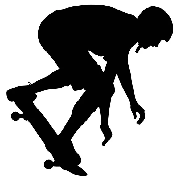 Silhouette uno skateboarder esegue il salto. Illustrazione vettoriale — Vettoriale Stock