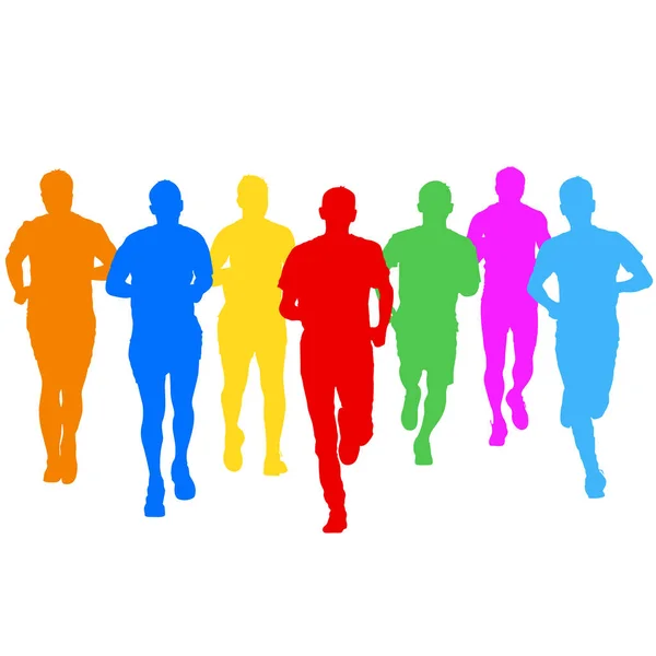 Een stel silhouetten. Renners op de sprint, mannen. vectorillustratie — Stockvector