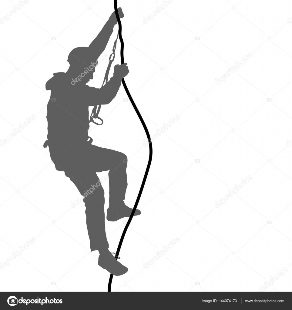 Download Black silhouette rock climber on white background. Vector ...