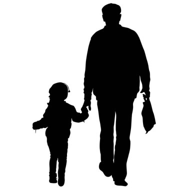 Beyaz bir arka plan üzerinde mutlu aile silüeti. Vektör çizim.