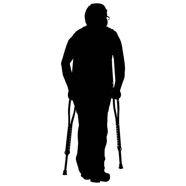 Silhouette of disabled people on a white background. Vector illustration — Stock Vector