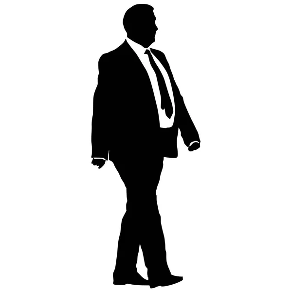 Silhouet zakenman man in pak met stropdas op een witte achtergrond. Vectorillustratie — Stockvector
