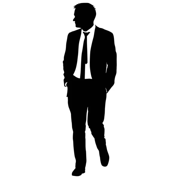 Uomo d'affari dalla silhouette in giacca e cravatta su sfondo bianco. Illustrazione vettoriale — Vettoriale Stock
