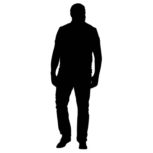 Silhouettes noires homme sur fond blanc. Illustration vectorielle — Image vectorielle
