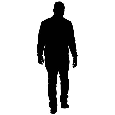 Beyaz arka planda siyah siluetler adam. Vektör çizim