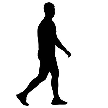 Beyaz arka planda siyah siluetler adam. Vektör çizim