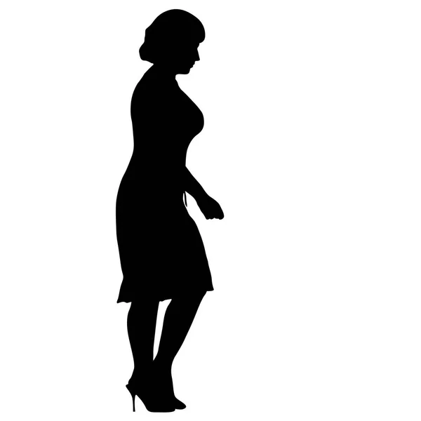 Siluetas negras de mujer hermosa sobre fondo blanco. Ilustración vectorial — Vector de stock