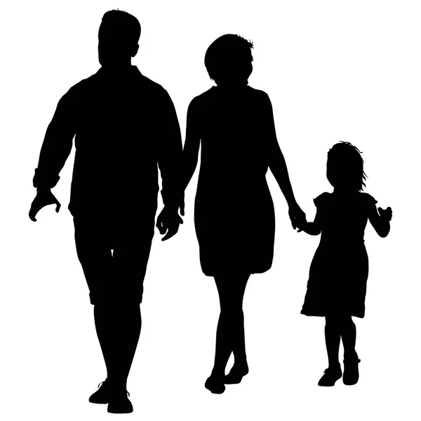 Silhouette einer glücklichen Familie auf weißem Hintergrund. Vektorillustration. — Stockvektor