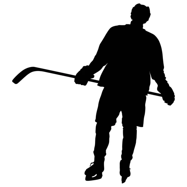 Silueta del jugador de hockey. Aislado sobre blanco. ilustraciones vectoriales — Vector de stock