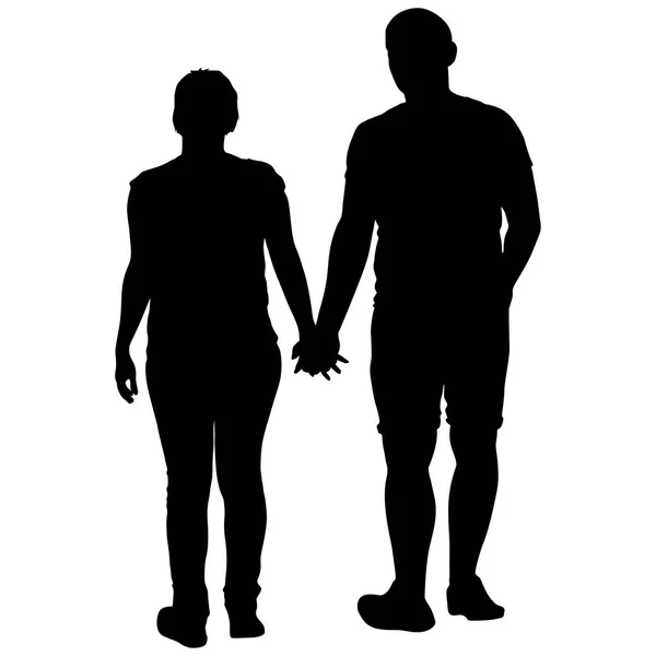 Couples man and woman silhouettes on a white background. Vector illustration — Stock Vector