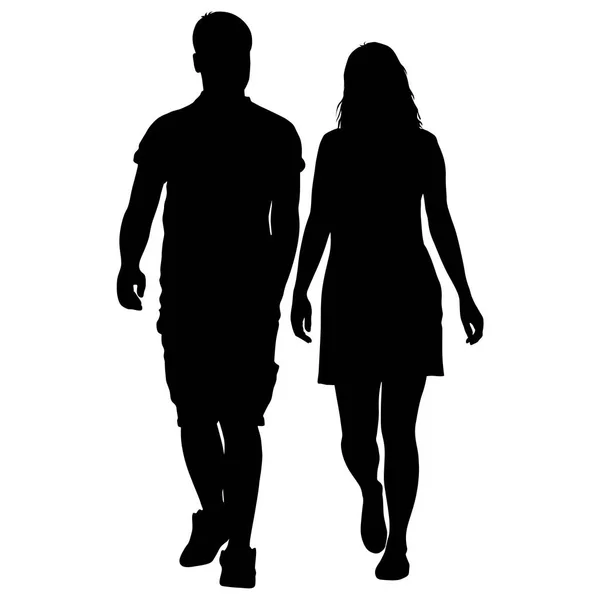 Párok férfi és nő sziluettek fehér alapon. Vektoros illusztráció — Stock Vector