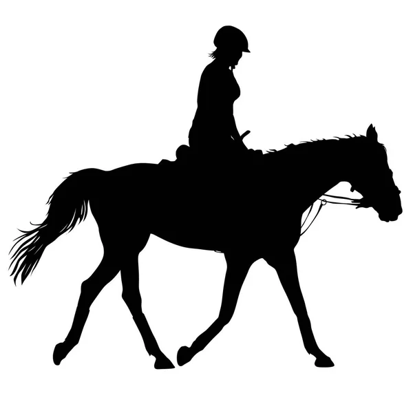 Vectorsilhouet van paard en jockey — Stockvector