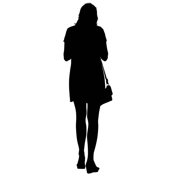 Svarta silhuetter av vacker kvinna på vit bakgrund. Vektorillustration — Stock vektor