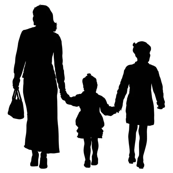 Silhouette einer glücklichen Familie auf weißem Hintergrund. Vektorillustration. — Stockvektor