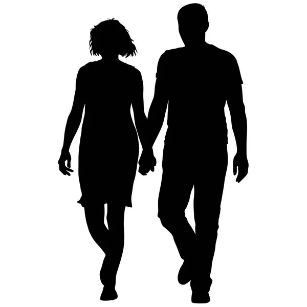 Couples man and woman silhouettes on a white background. Vector illustration — Stock Vector