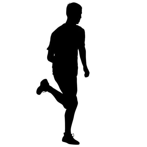 Silhouettes. Runners on sprint, men. vector illustration — Stock Vector