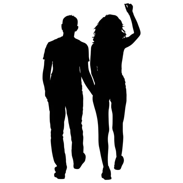 Par man och kvinna silhuetter på en vit bakgrund. Vektor illustration — Stock vektor