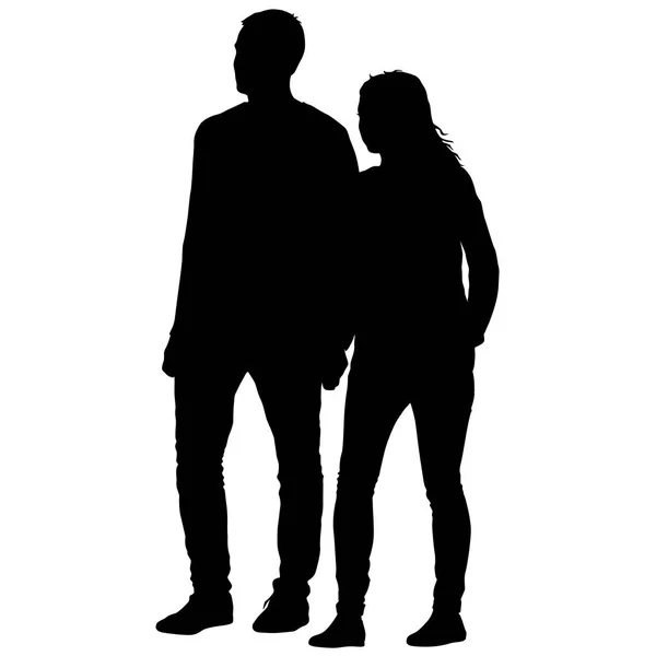 Paren van man en vrouw silhouetten op een witte achtergrond. Vectorillustratie — Stockvector