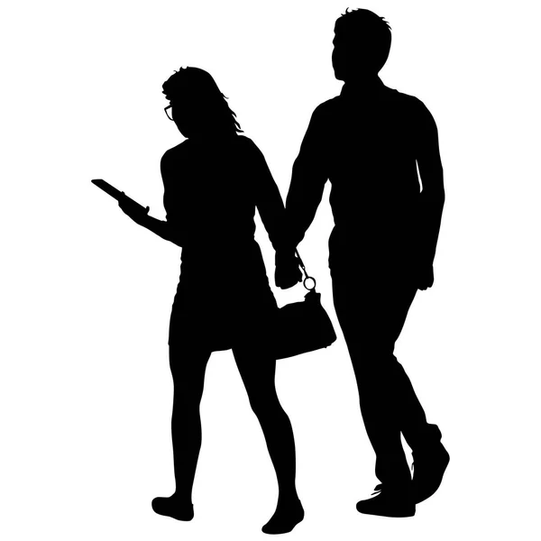 Couples man and woman silhouettes on a white background. Vector illustration — Stock Vector