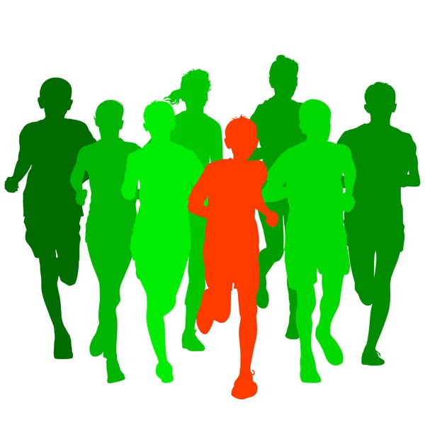 Set of silhouettes. Runners on sprint, men. vector illustration — Stock Vector