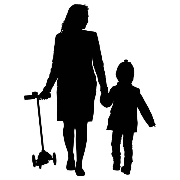 Silhouette di famiglia felice su sfondo bianco. Illustrazione vettoriale . — Vettoriale Stock