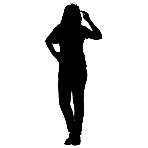 Silhouettes noires de belle femme sur fond blanc. Illustration vectorielle — Image vectorielle