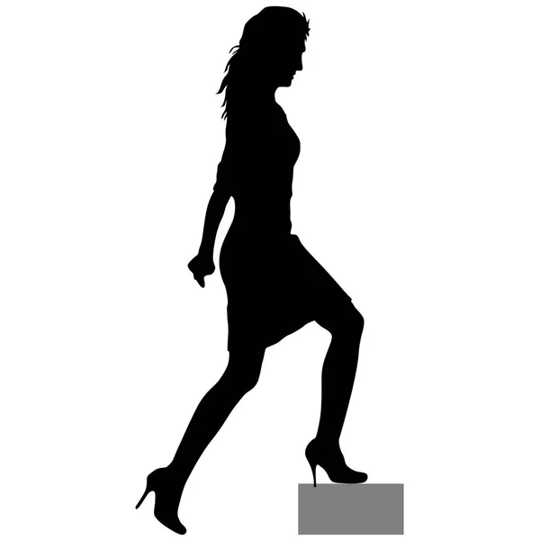 Silhouette nere di bella donna su sfondo bianco. Illustrazione vettoriale — Vettoriale Stock