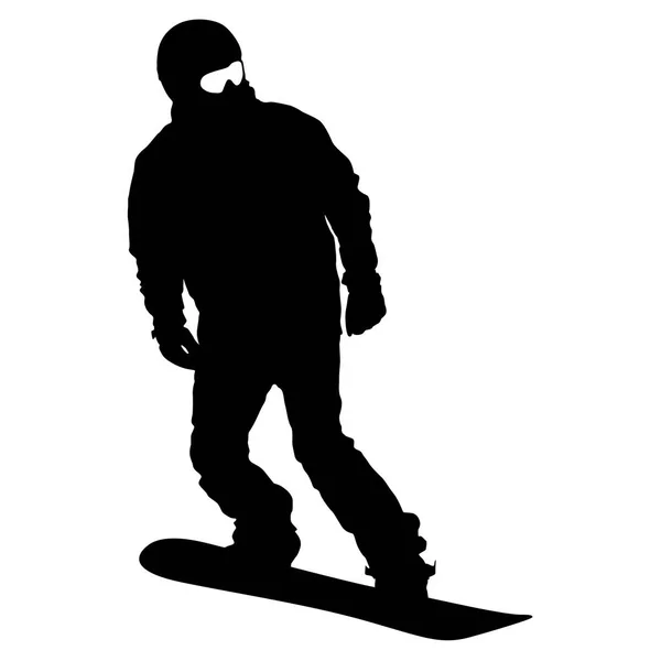 Black silhouettes snowboarders on white background. Vector illustration — Stock Vector