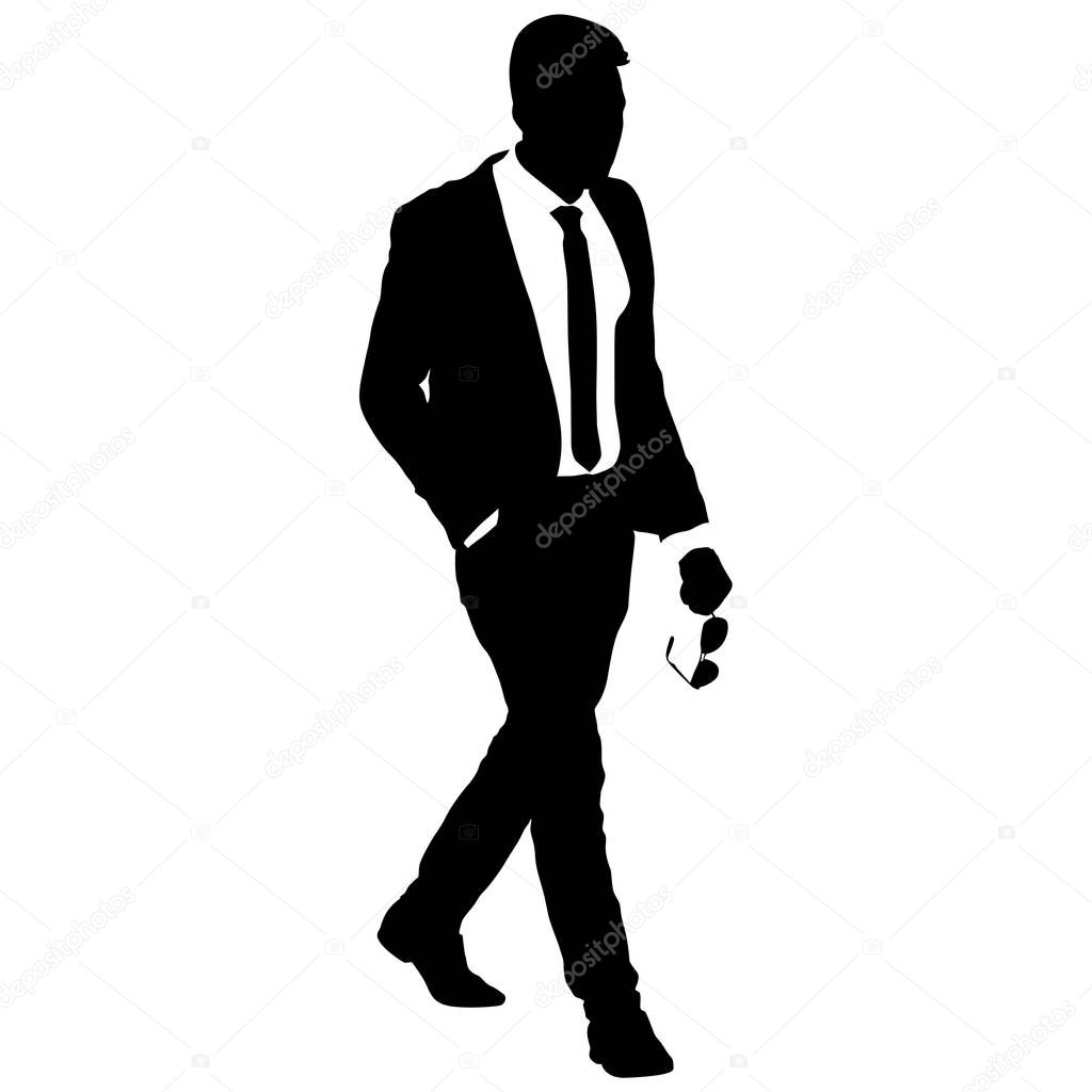 Download Silhouette businessman man in suit with tie on a white ...