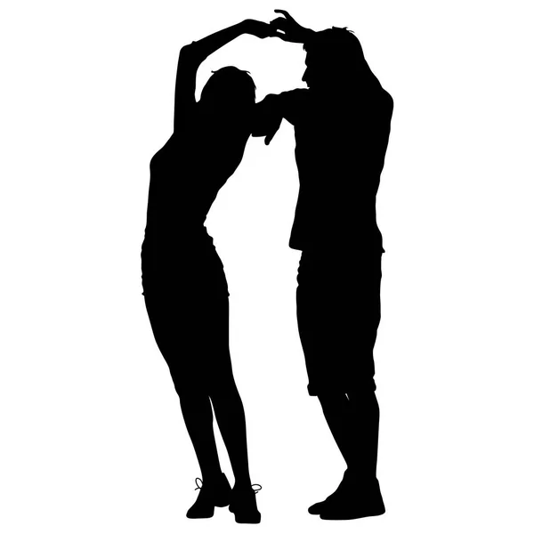 Silhouette nere Ballando su sfondo bianco. Illustrazione vettoriale — Vettoriale Stock