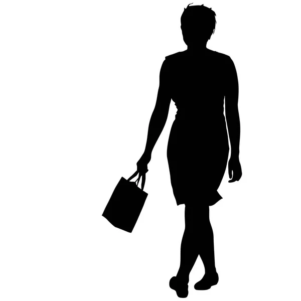 Silhuetas pretas de mulher bonita no fundo branco. Ilustração vetorial —  Vetores de Stock