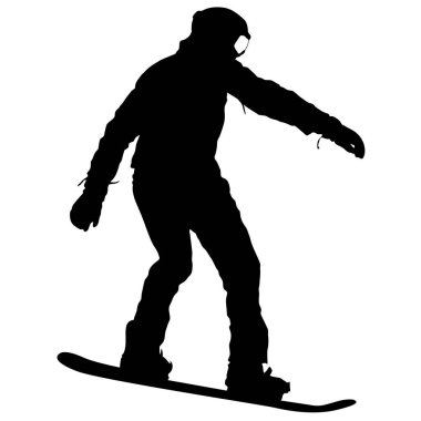 Siyah beyaz arka plan üzerinde snowboard siluetleri. Vektör çizim