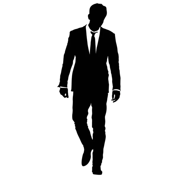 Hombre de negocios silueta en traje con corbata sobre fondo blanco. Ilustración vectorial — Vector de stock