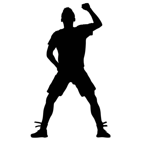 Black silhouettes man with arm raised. Vector illustration — Stock Vector