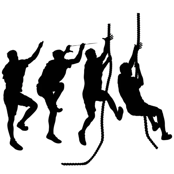 Set Silhouette nera arrampicatore su sfondo bianco — Vettoriale Stock