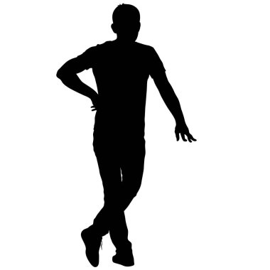 Ayakta, insanlar beyaz arka planda siyah siluet kişi