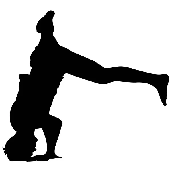 Black Silhouettes breakdancer on a white background — Stock Vector