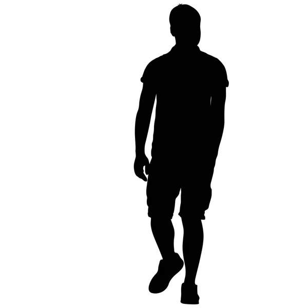 Black silhouette man standing, people on white background — Stock Vector